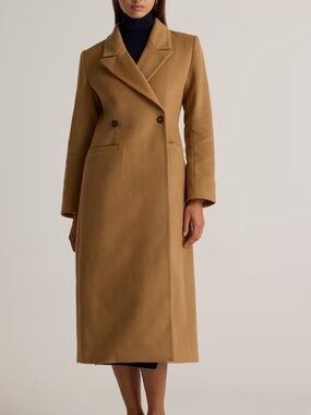 Quince Caramel Italian Wool Tailored Coat